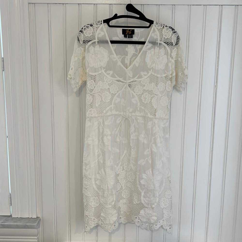 Anthropologie white lace dress